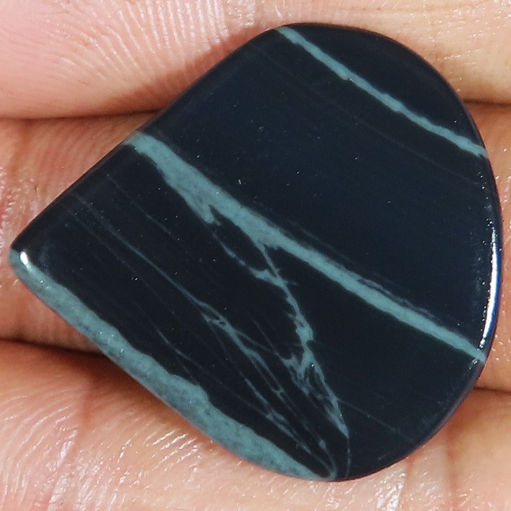 (27x30x05 MM) 28.00 Carat. natural SPIDER WEB OBSIDIAN pear cabochon gemstone