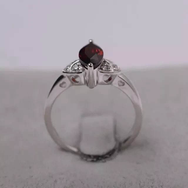 Handmade Marquise Garnet 925 Sterling Silver Engagement Christmas Ring For Her