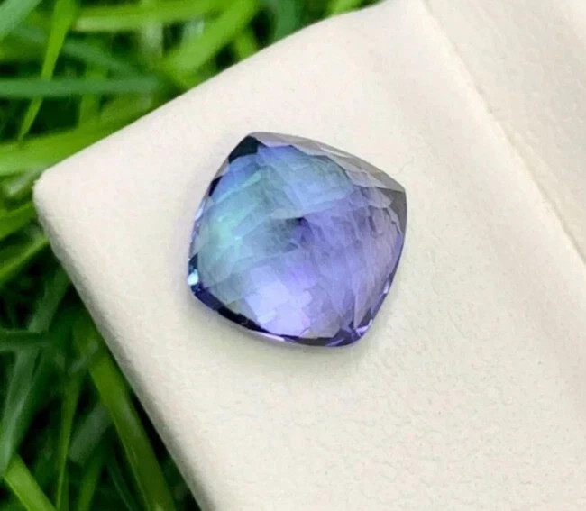 12.6 Ct + Extremely Rare Natural Blue Tanzanite Cushion Certified Loose Gemstone