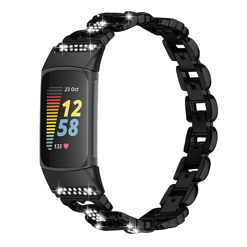 For Fitbit Charge 5 6 Bling Rhinestone Stainless Steel Band Bracelet Watch Strap