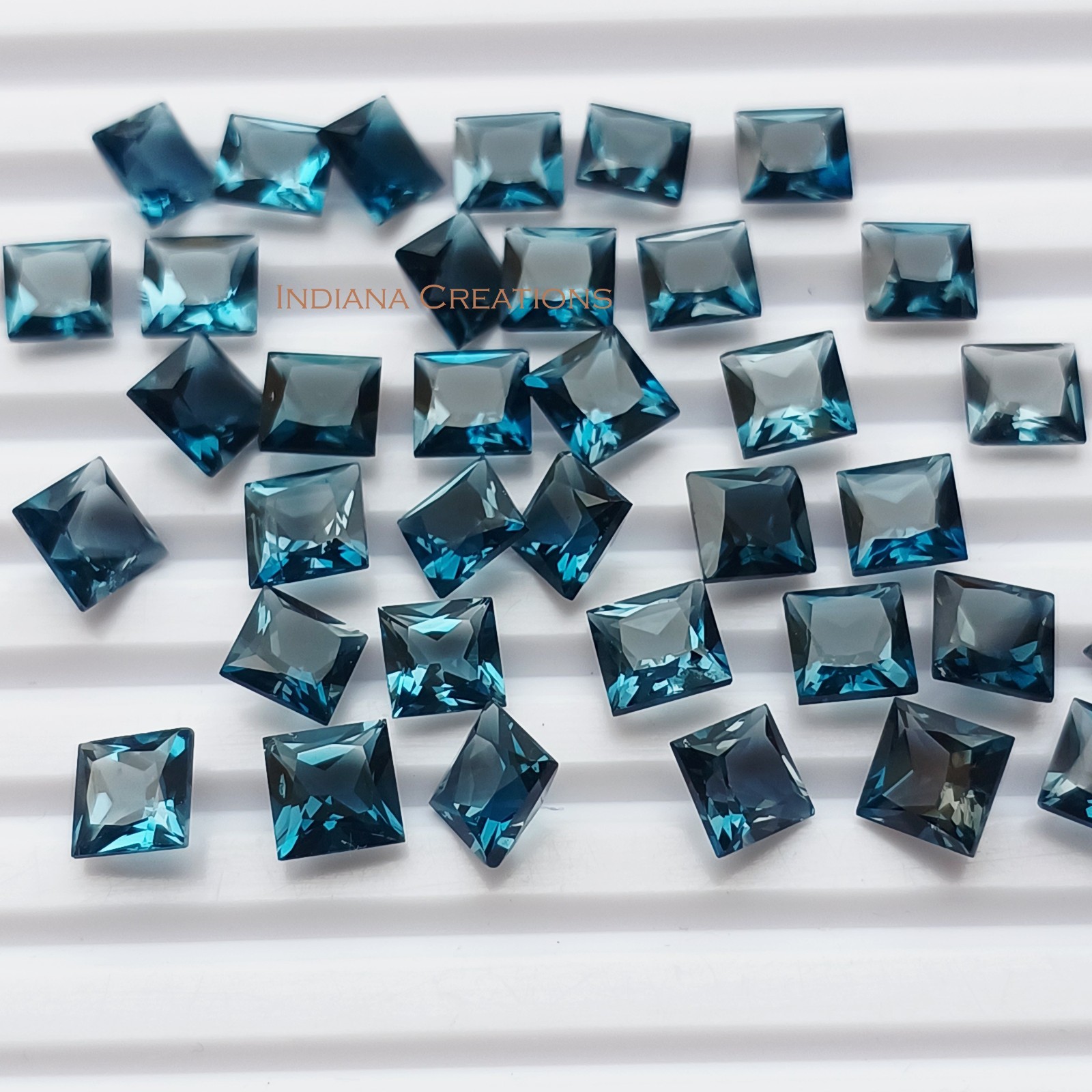 Natural London Blue Topaz Square Faceted Cut 3mm To 8mm Loose Gemstone
