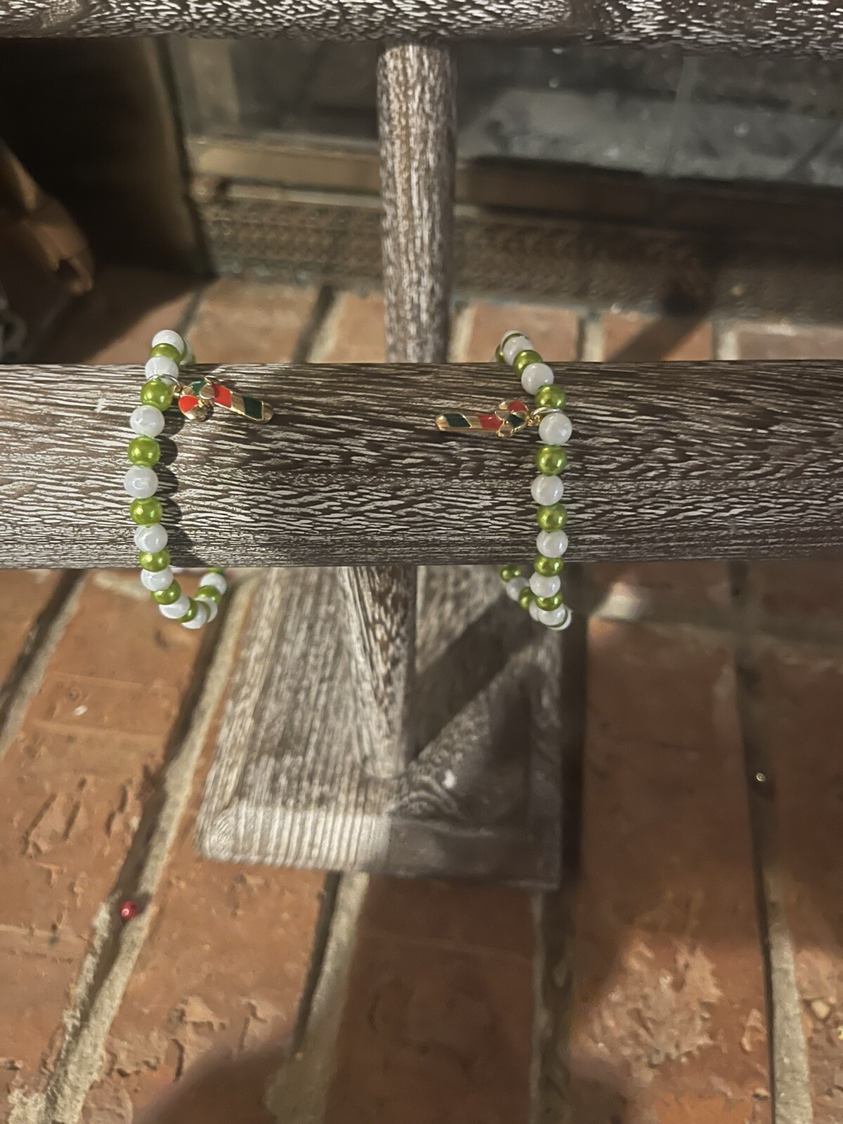 Green And Red Candy-Cane Bracelet