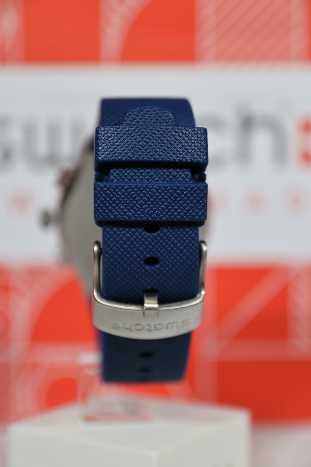 NEW Rare Swiss Swatch Irony BLAU ME ON Silicone Blue Chrono Watch 43MM YVS435