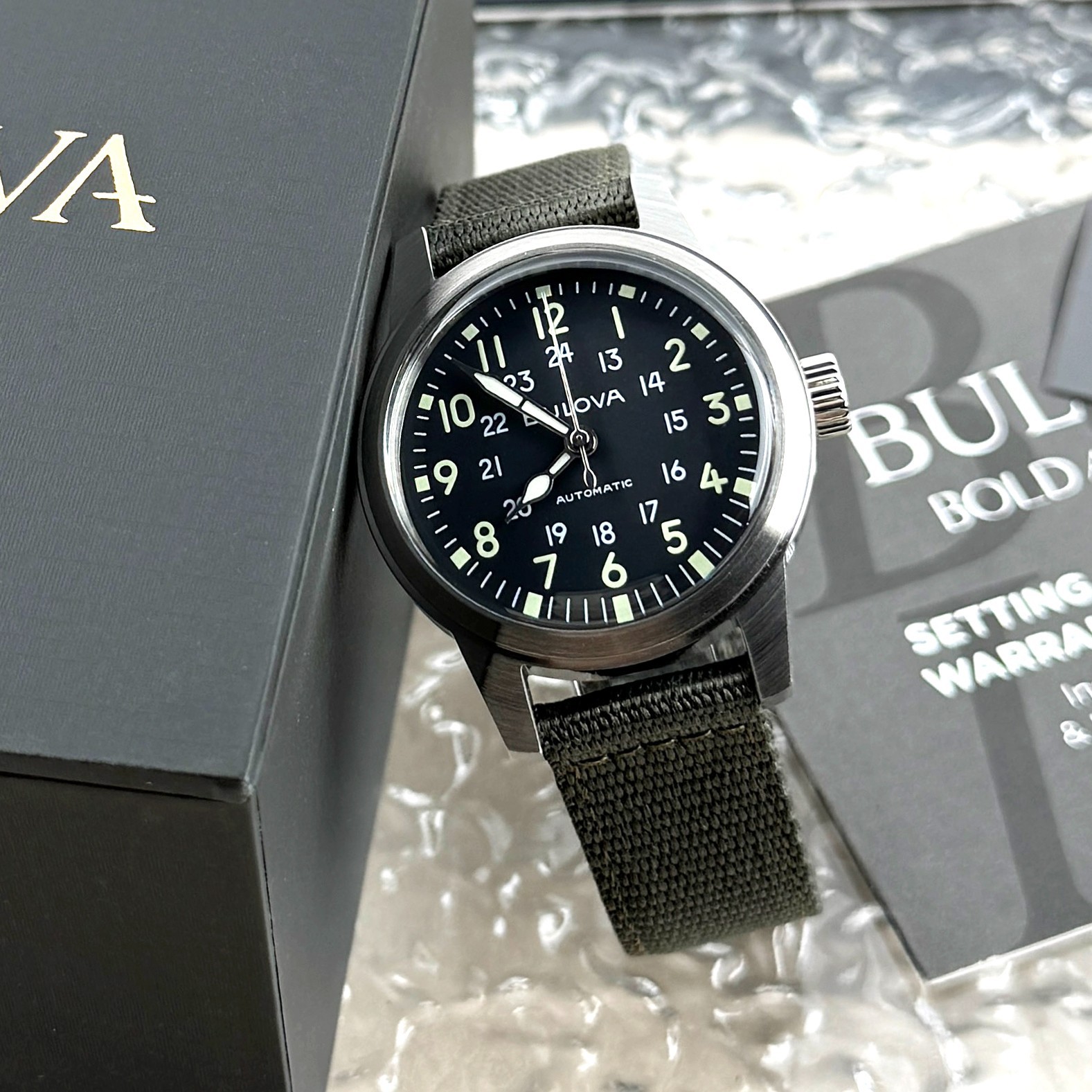 Bulova VWI SPECIAL EDITION Hack Automatic Black Dial Men’s Watch 96A259 38mm