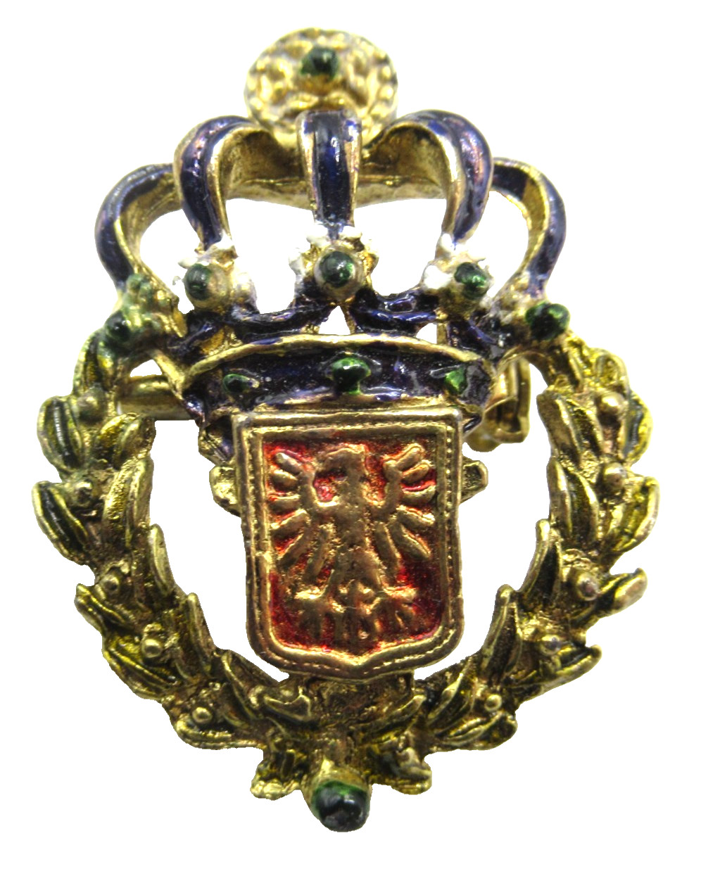 Enamel Eagle Crown Laurel Small Brooch Pin Vintage