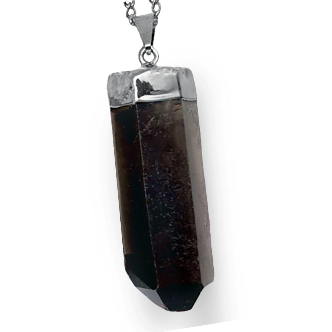 Natural Smokey Quartz Point Pendant Terminated Crystal Sterling Silver Necklace