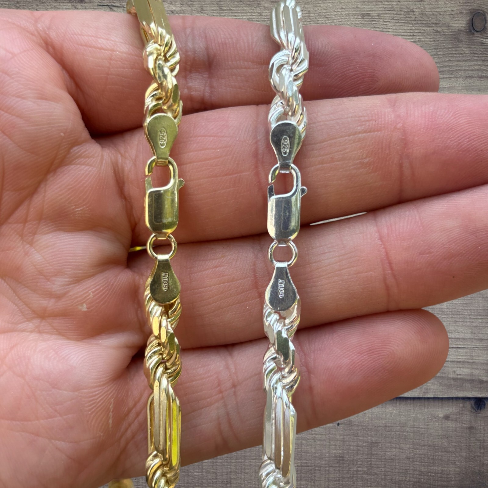 6mm Figarope Chain Necklace – Real Solid 925 Sterling Silver Or 14k Gold Vermeil