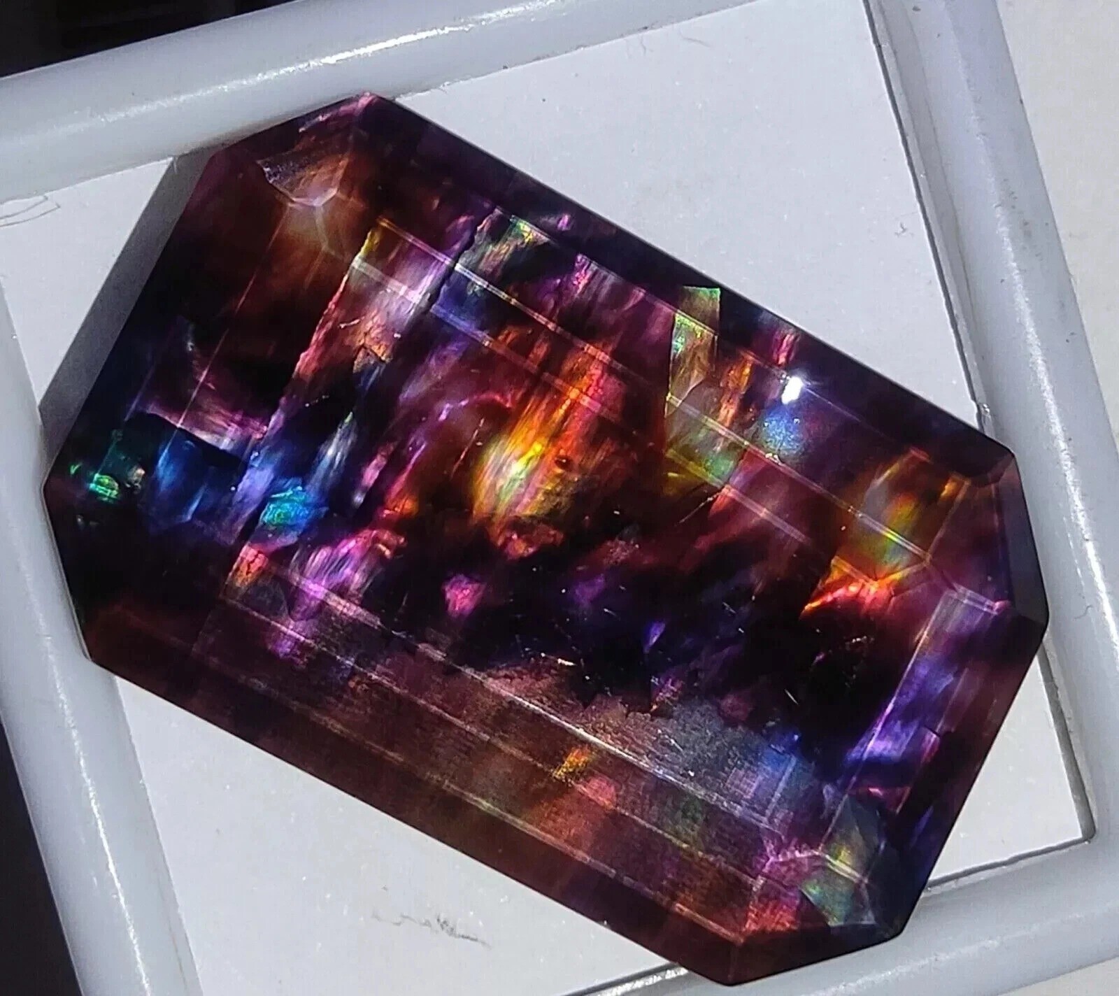 Opal-Like Natural Organic Ammolite 45+ Ct Emerald Doublet Rare Loose Gemstone