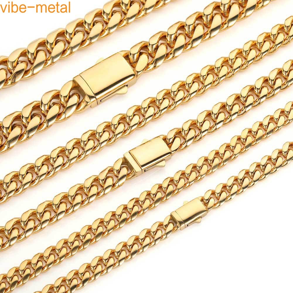 Men Stainless Steel Cuban Link Chain Necklace Hip Hop Titanium Steel Chunky Gift
