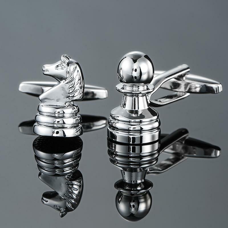 Fabulous CHESS Cufflinks Silver Tone Finish Metal / Brand New