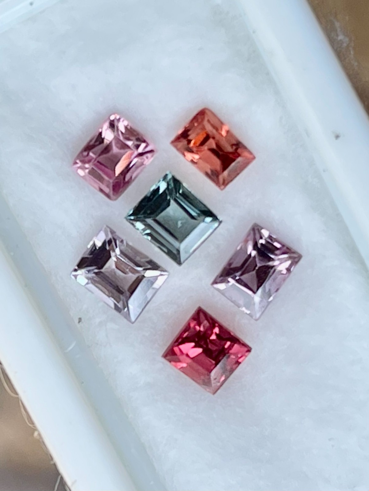 Natural 100% Clean 90% 6/Pc 2.83 ct Sguare Multi,color Spinel Mogok Gemstone