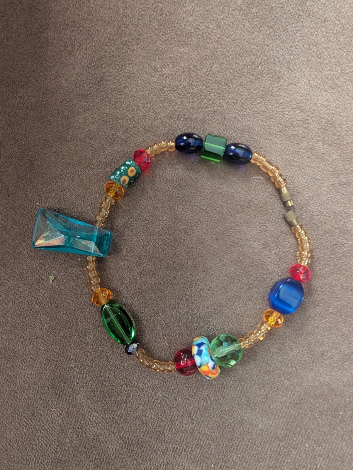 Beaded Anklet, Colorful & Chunky, From Nigeria 10″