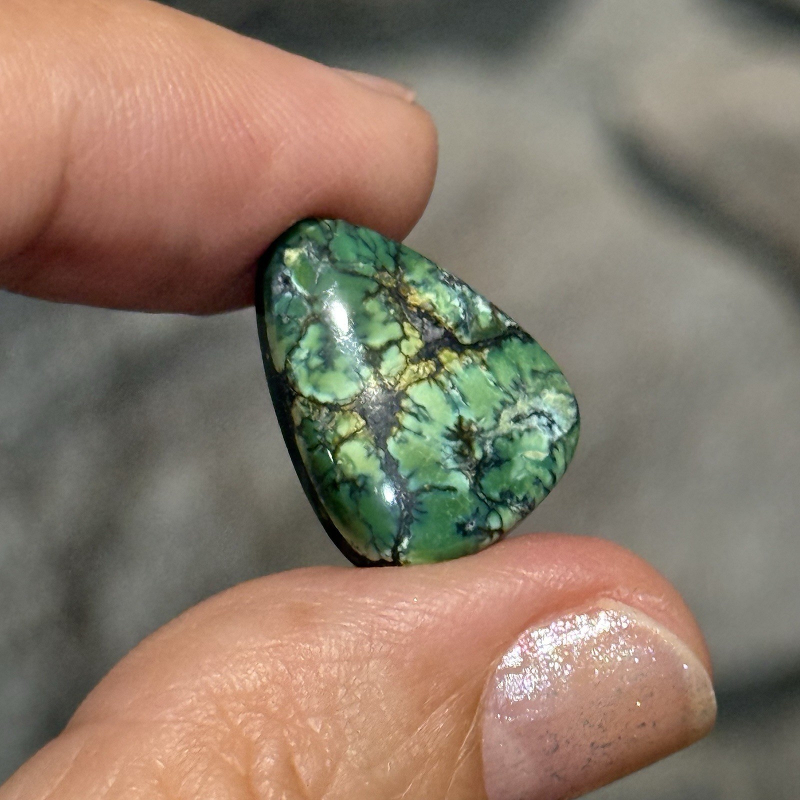 9.35ct 18.4×13.9x5mm Green Qingu Mine Turquoise Cabochon Backed Stone