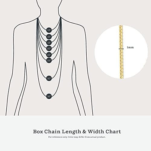 KEZEF 18K Gold Plated 925 Sterling Silver Box Chain Necklace for Women, 1mm T…