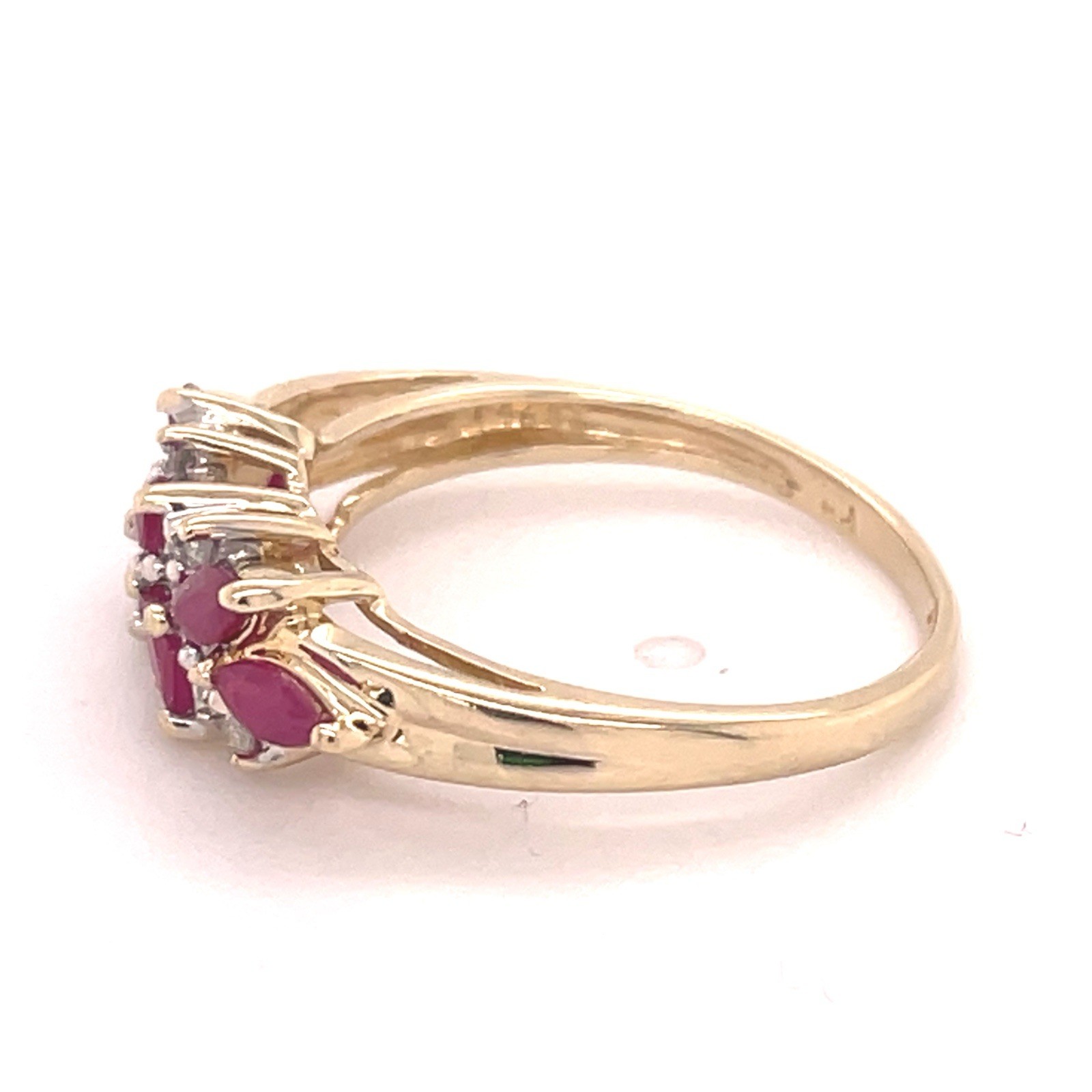 14k Yellow Gold .90 Ct Marquise Ruby & Diamond Accent Ring Size 7-1/8 – 2.7 Gr.