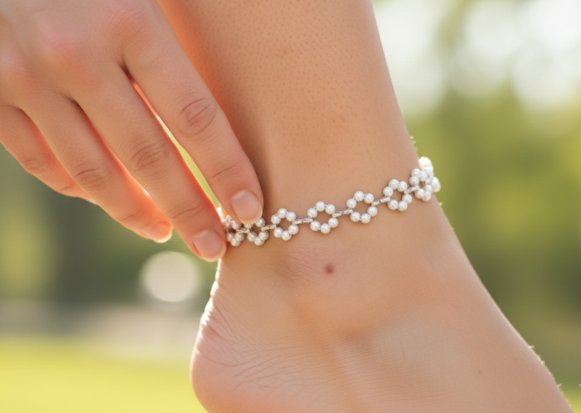 Elegant Silver Tone Brass Anklet 925 Silver Plated Designer Anklet For Women