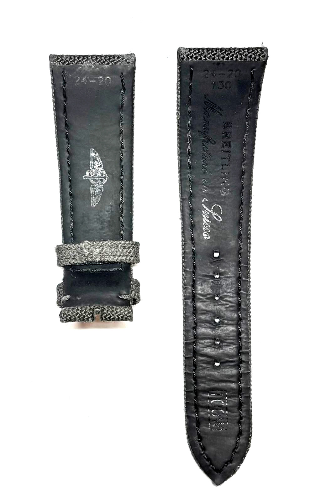 Breitling 24mm Inlet 8″ Anthracite Canvas Watch Band/Strap 100W OEM Authentic