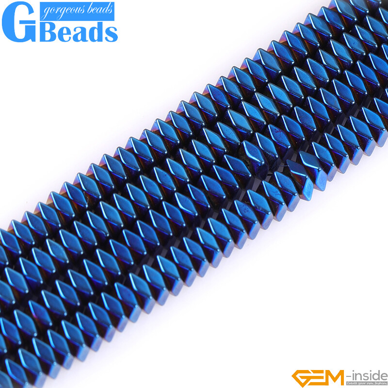 Assorted Shapes Blue Metallic Coated Hematite Reflection Beads Free Shipping 15″