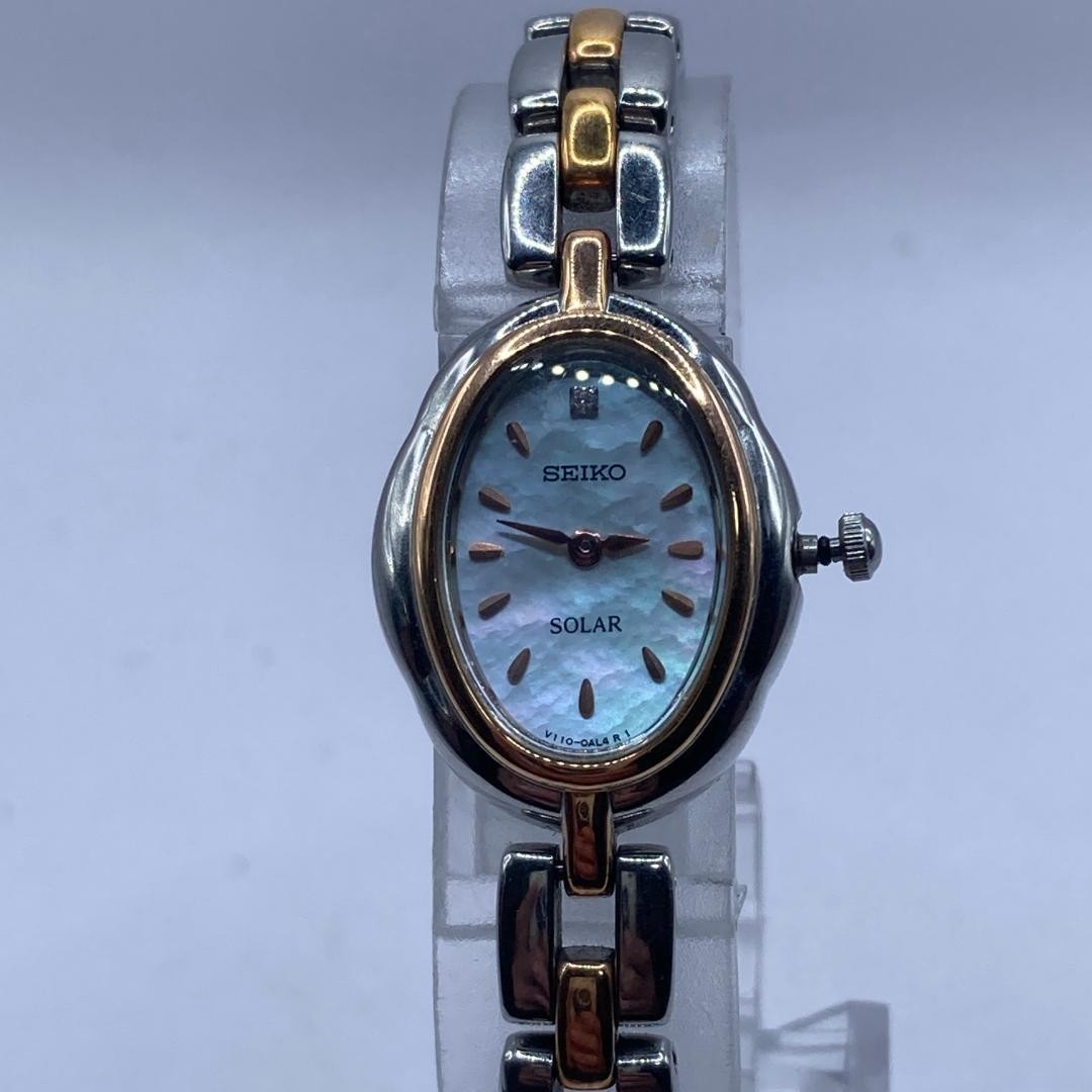 [Junk Item] SEIKO Solar Oval Silver Gold