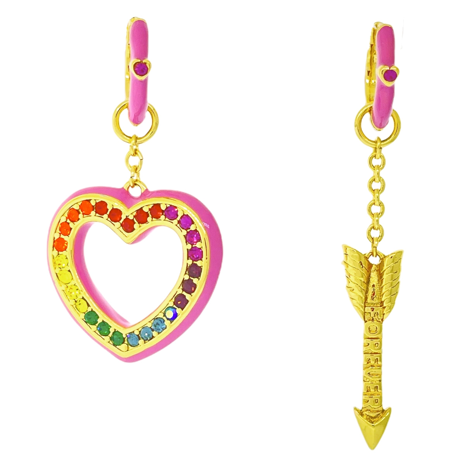 Hearts and Arrows Love Rainbow Earrings by Ritzy Couture DeLuxe 18k Gold Plating