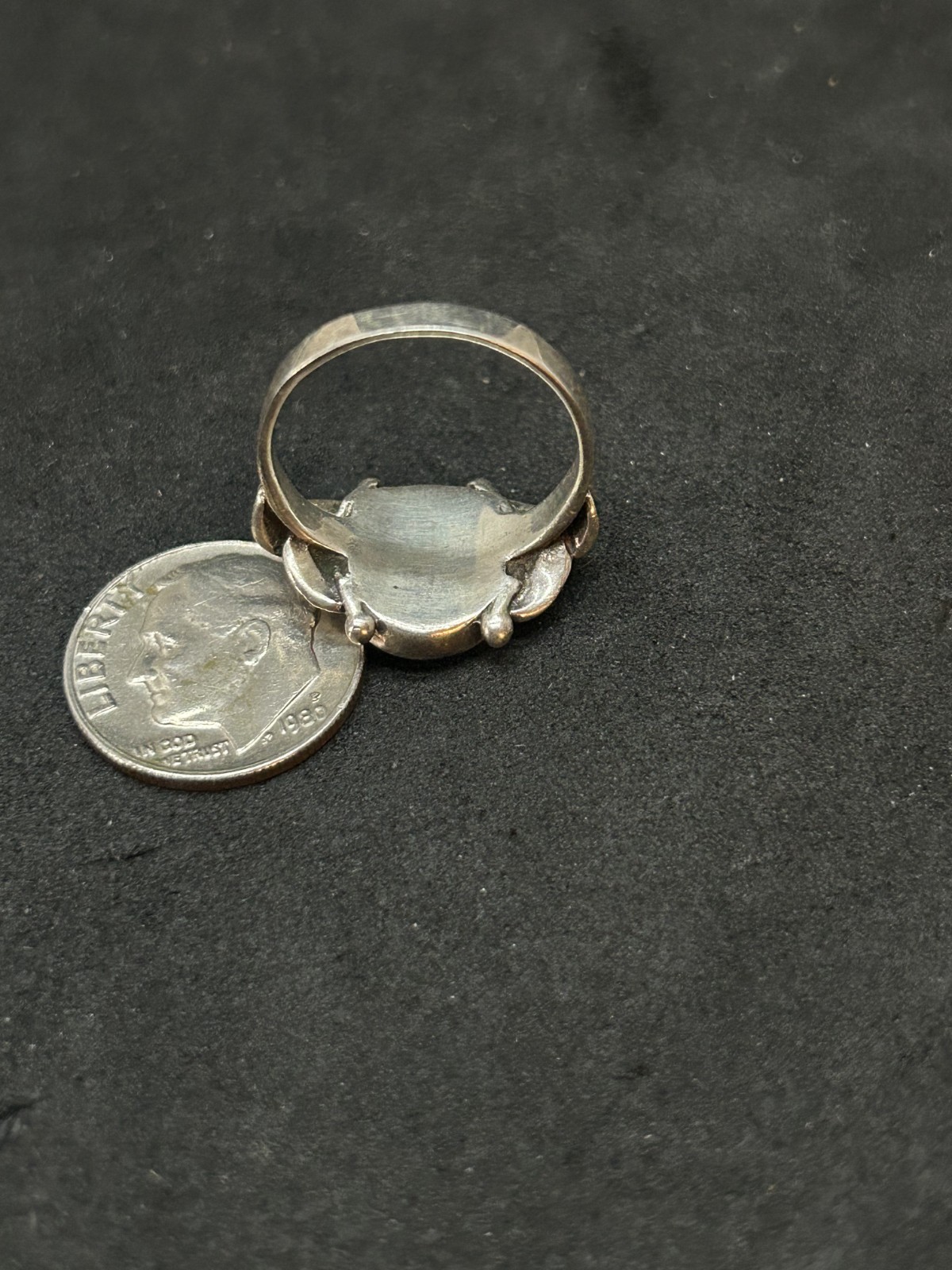 925 Sterling MOP Floral Navajo Design Ring 13.4mm Sz 6.5 – 3.56g