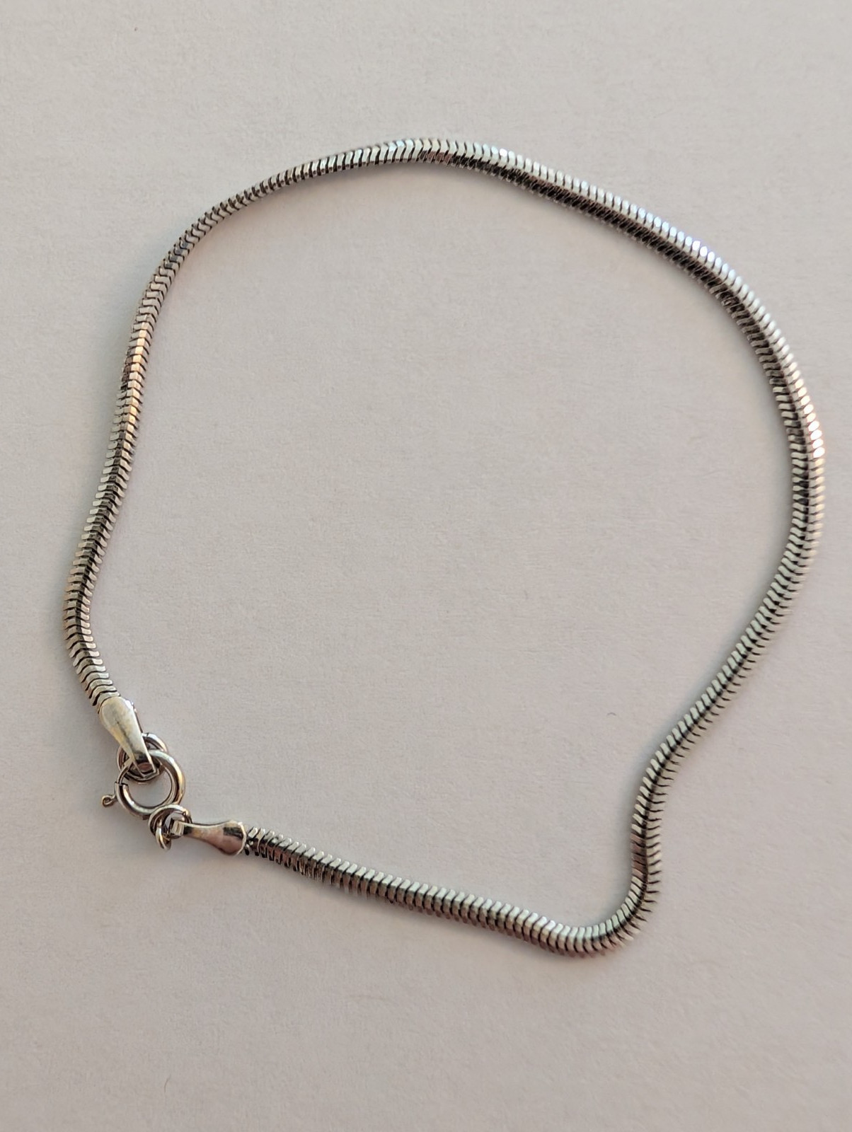 Solid White Gold 585/14kt Snake Chain Bracelet, 2mm wide