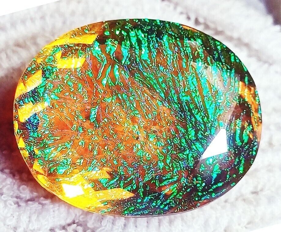 AAA+ Large Natural Monarch Fire Opal 89.65 Ct. Doublet Oval Cut Loose Gemstone