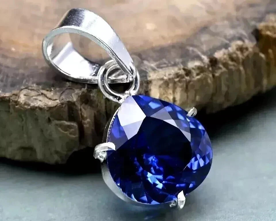 45 Ct Natural Blue Sapphire Certified Pear Cut 925 Solid Silver Pendant Gemstone