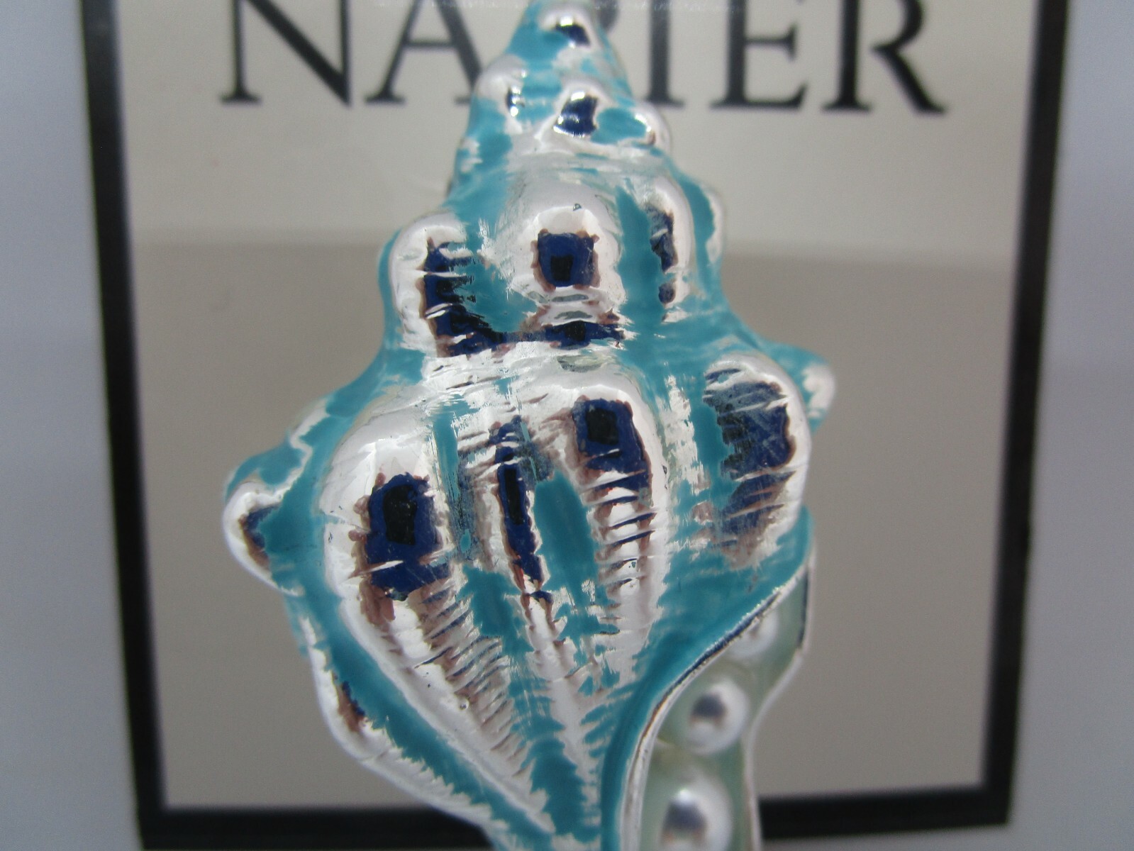 Napier Brooch Aqua Blue CouchShell Pearl Like Stones with Silvertone Accents