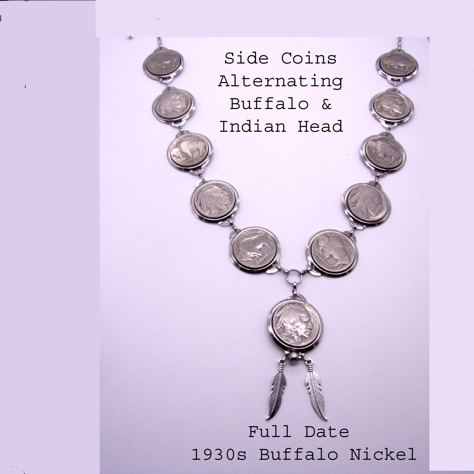 Buffalo Nickel Necklace,11 Coin Genuine Buffalo Nickel Necklace, Unique Design