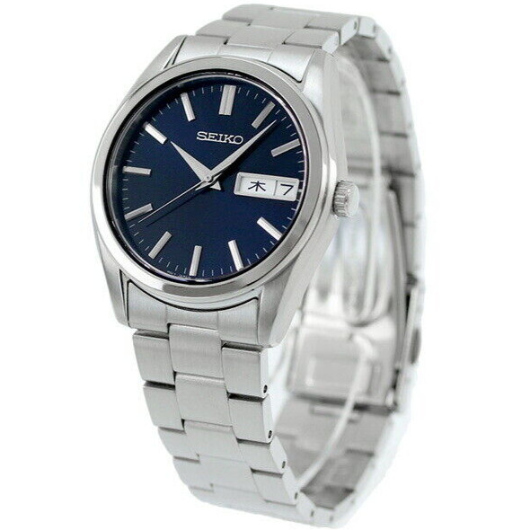 SEIKO SELECTION S SBTH009 Stainless Steel Day Date Quartz Watch Blue Dial 37.4mm