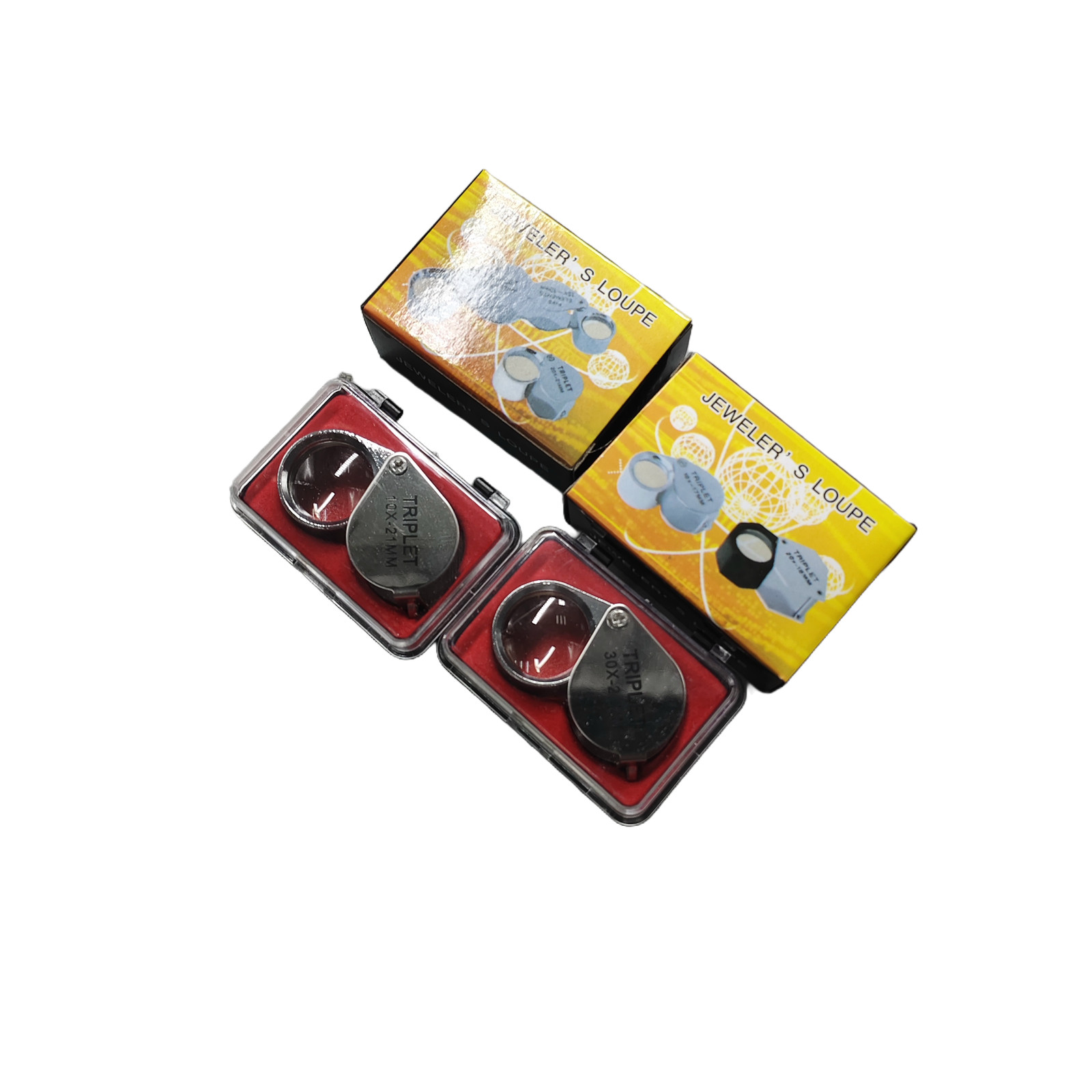 NEW 2-Pack 10X+30X Jewelers Jewelry Eye Loupe Set Optical Magnifying Glass Lens