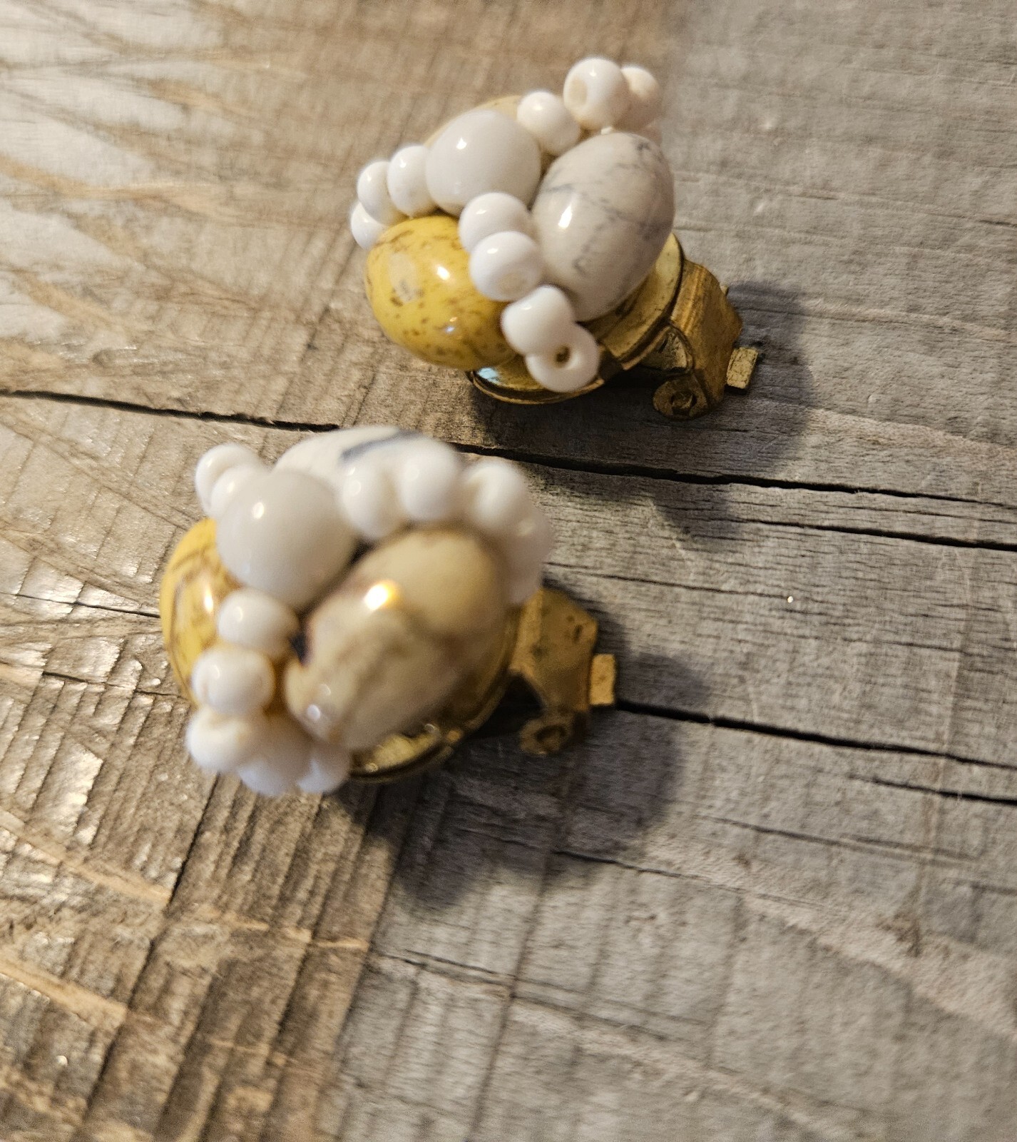 Vintage Beaded Clip On Earrings Statement Fashion Jewelry