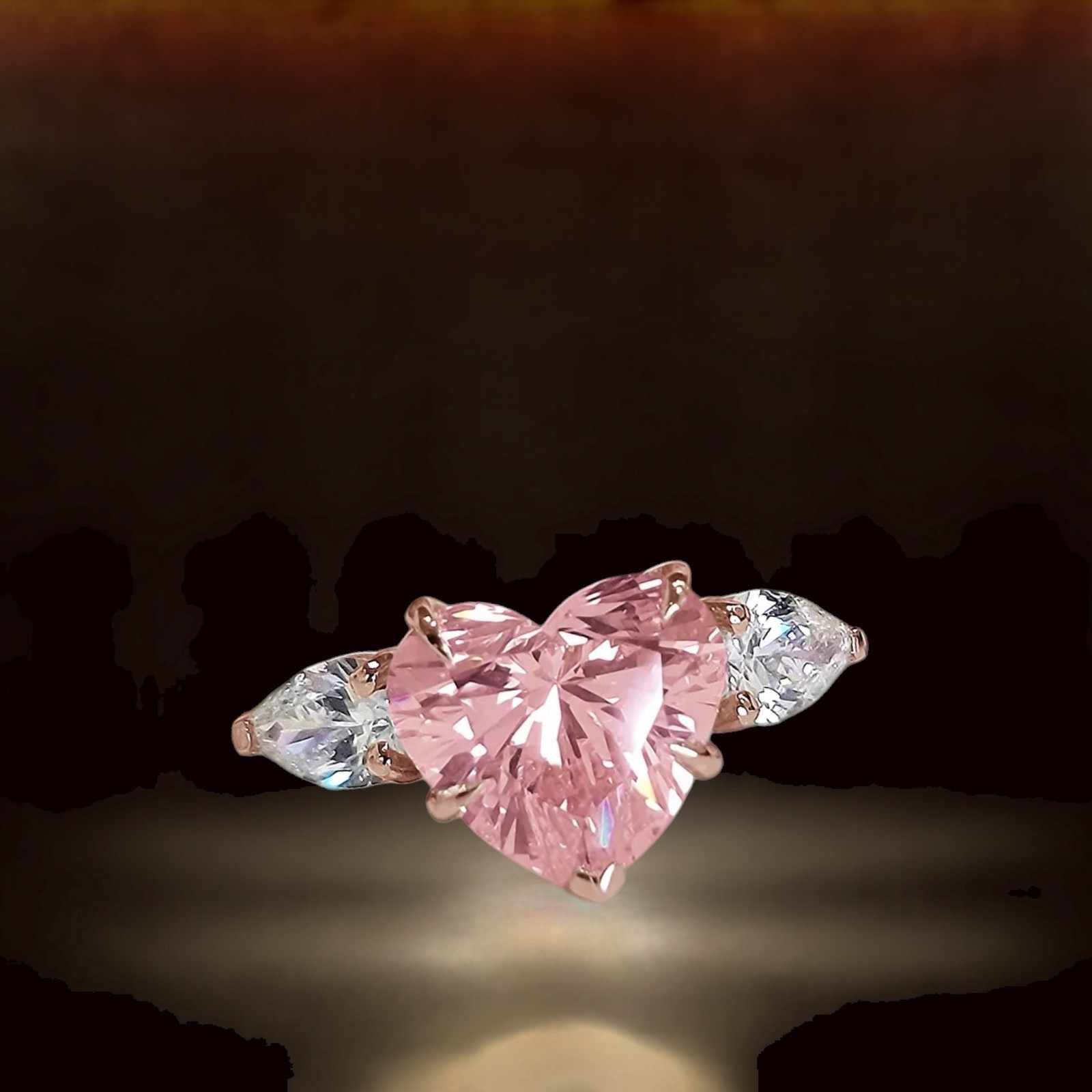 3.60 Carat Heart Cut Fancy Vivid Pink IGI Lab Created Diamond Ring 18k Rose Gold