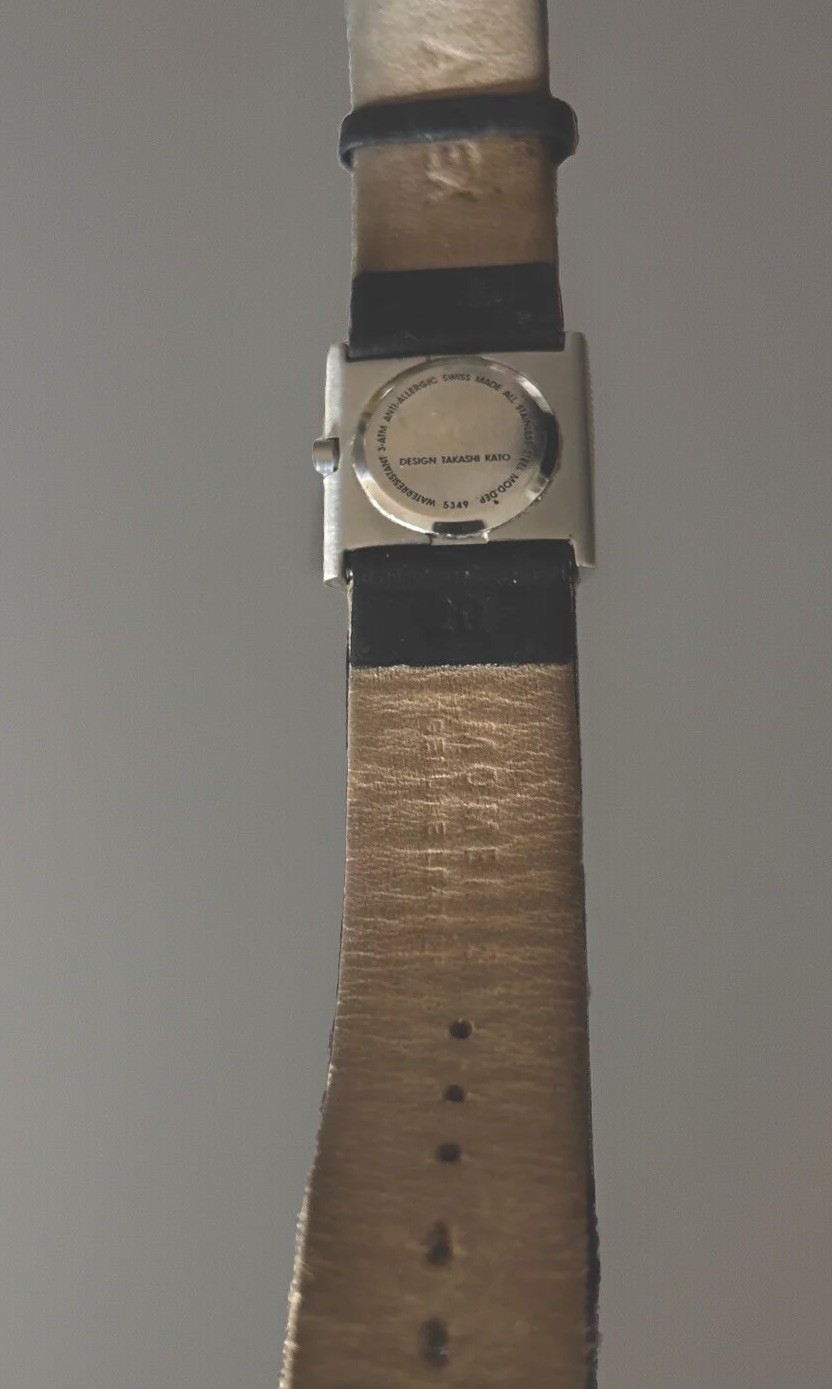 Vintage ALFEX Moments Watch DESIGN By TAKASHI KATO Black Band Needs Battery L-9