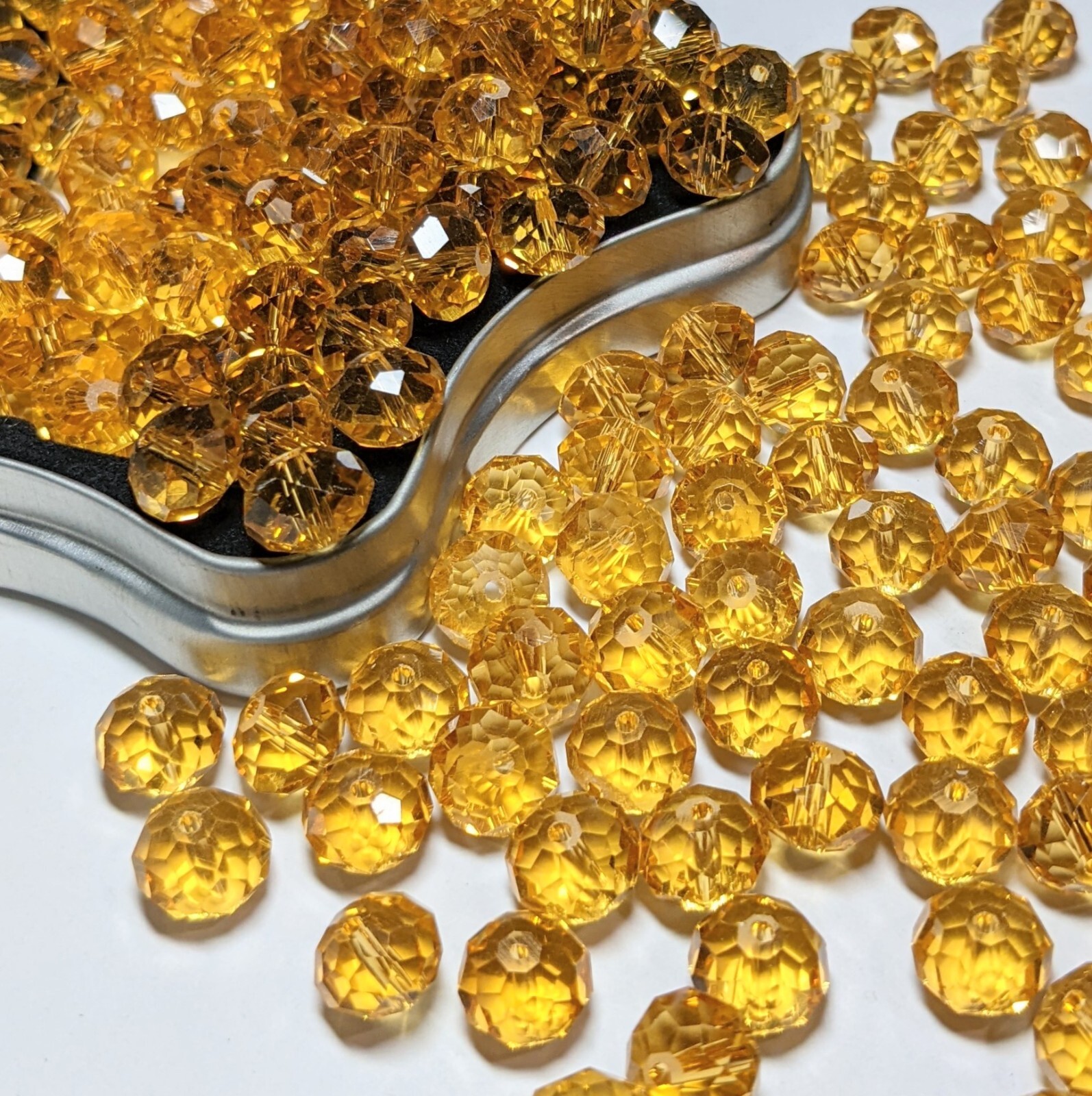 Crystal Beads 8mm Beads for Jewelry Making Bulk 180 pcs Yellow Roundelle