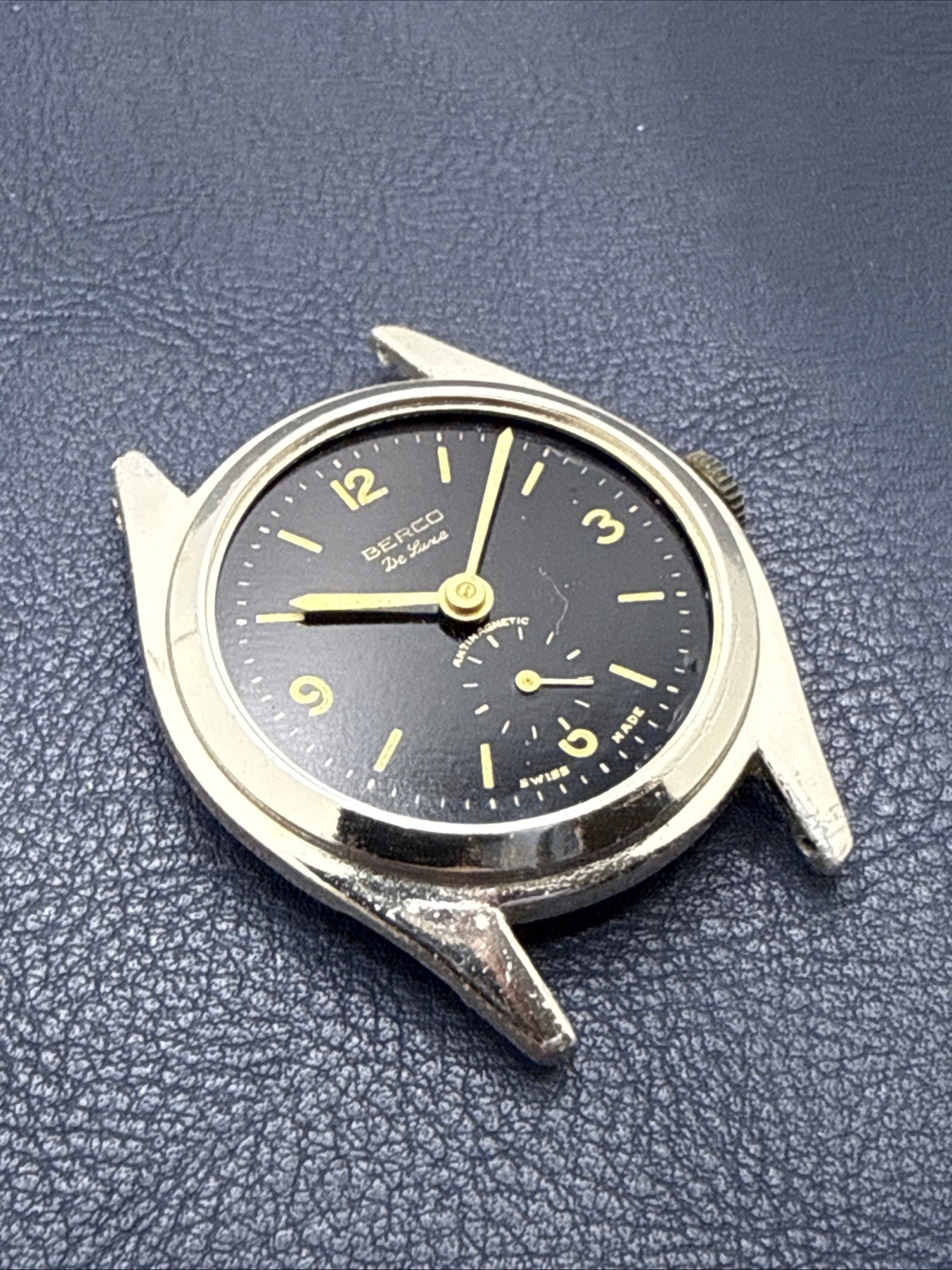Vintage Berco Jeweled Military Swiss 34mm Mechanical Watch Antimagnetic AS-IS