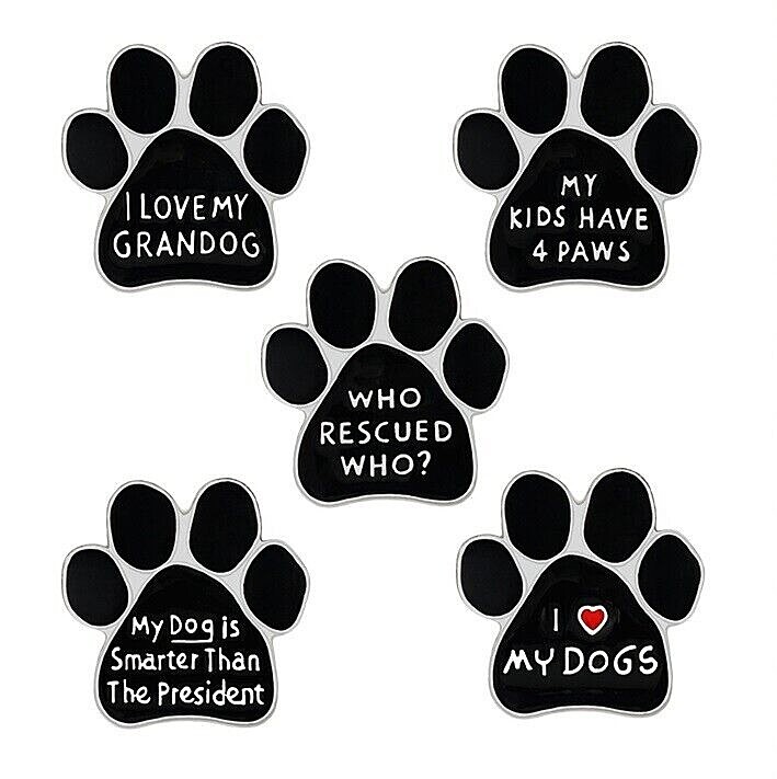 Choice of Sayings Metal and Enamel 1″ DOG PAW Vest Hat Lapel Pin I Love My Dogs