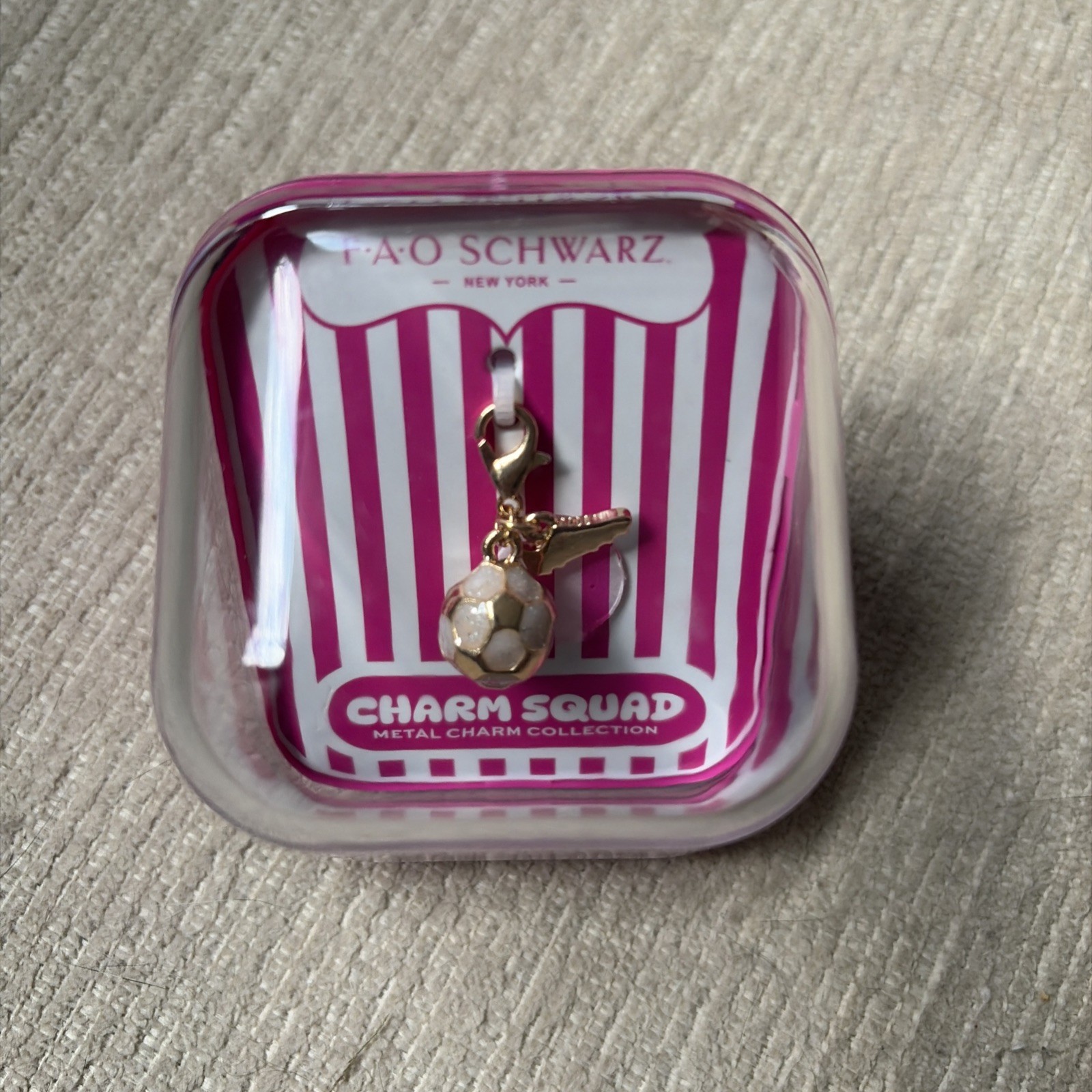 F-A-O Schwarz Charm Squad Soccer Ball And Cleat – Metal Charm Collection. NIB