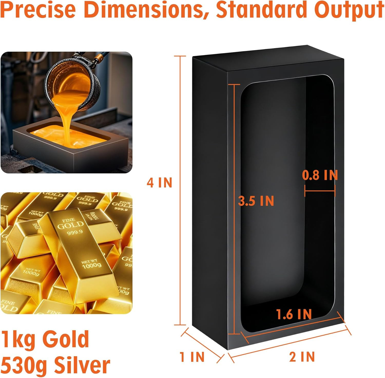4 Pcs 1Kg High-Purity Graphite Ingot Molds for Casting Gold Silver Aluminum Copp