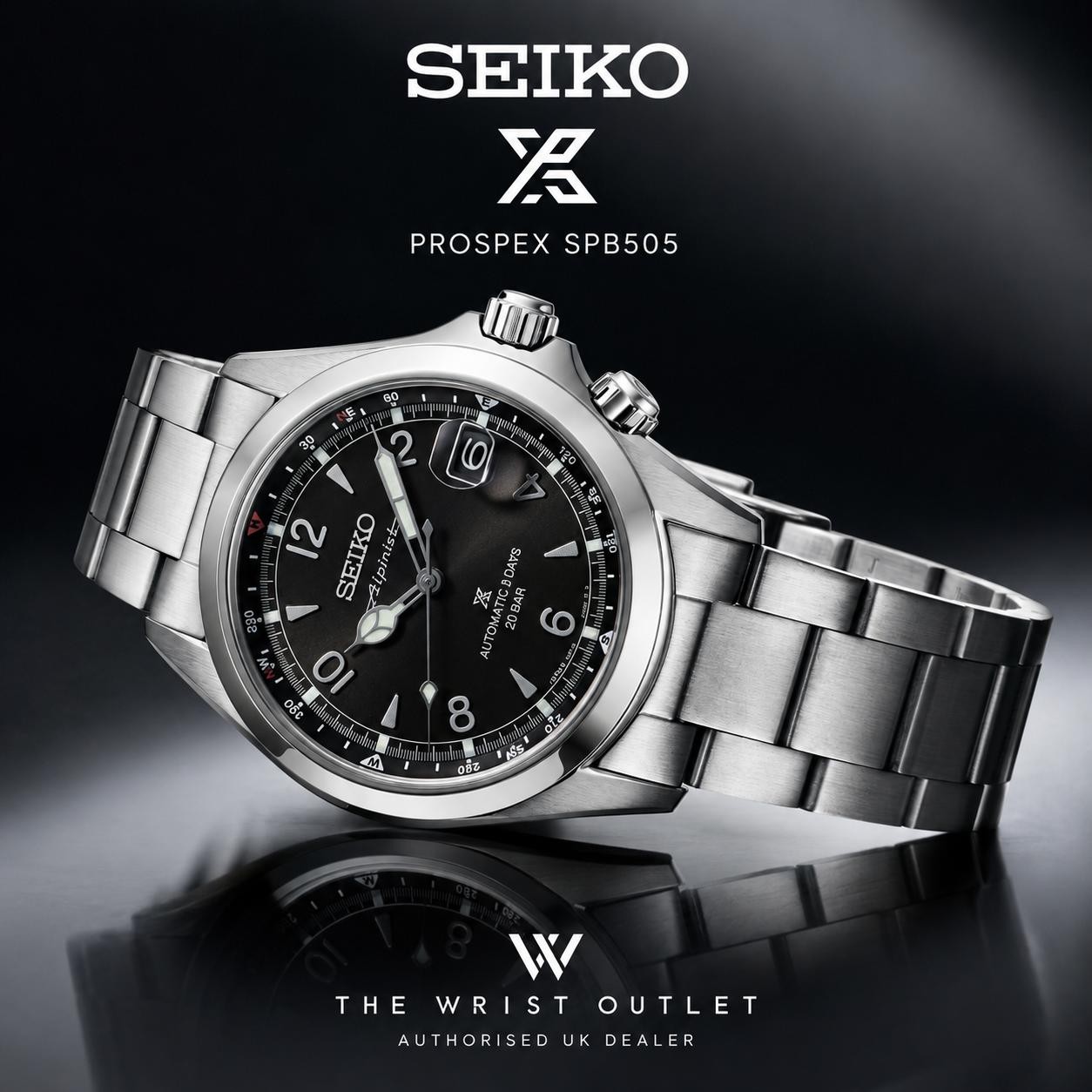 Seiko Prospex Alpinist Mechanical 39.5mm Black Dial Watch SPB505