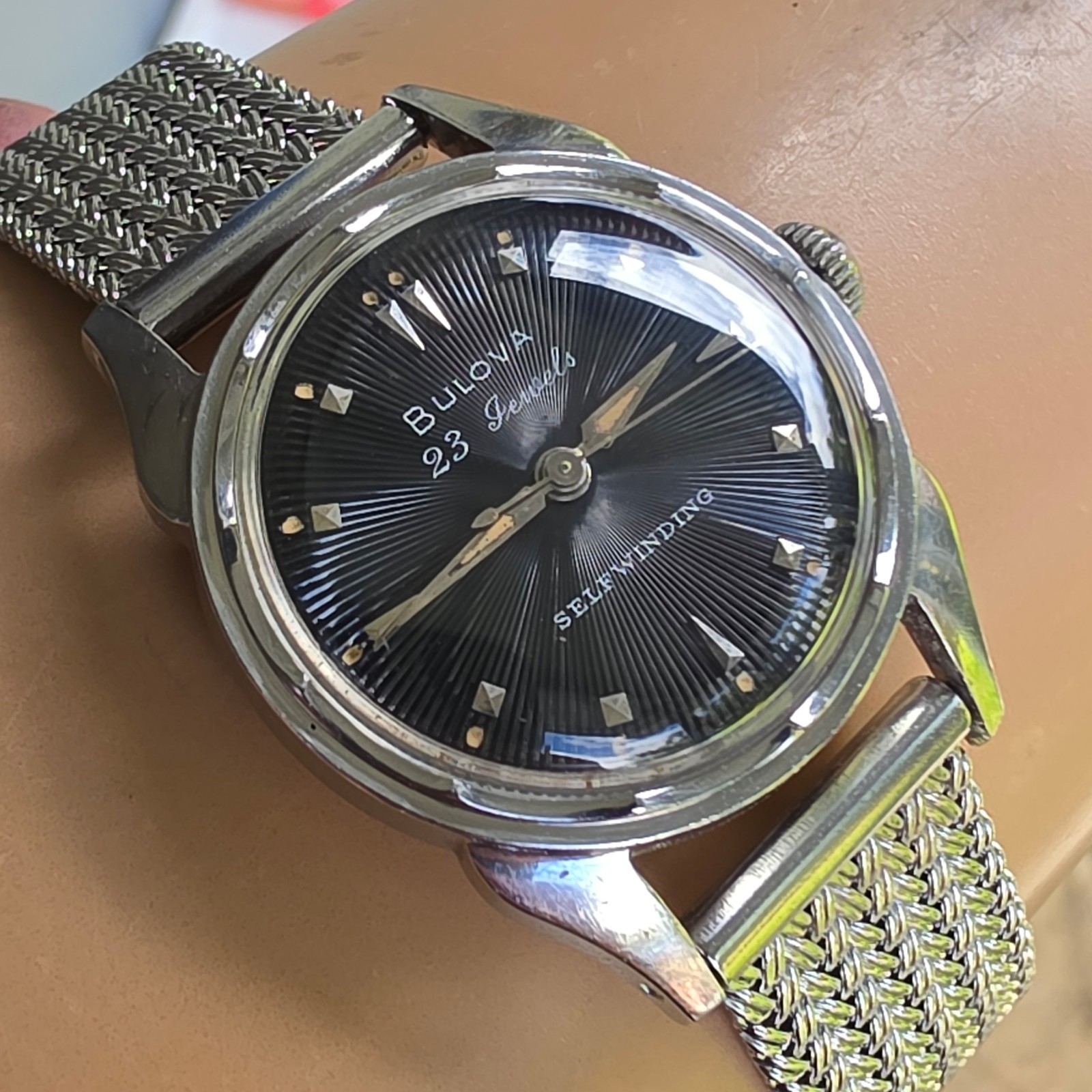 Vintage Bulova 23 “A” Men’s automatic watch sunburst dial 10BPAC USA 1950s