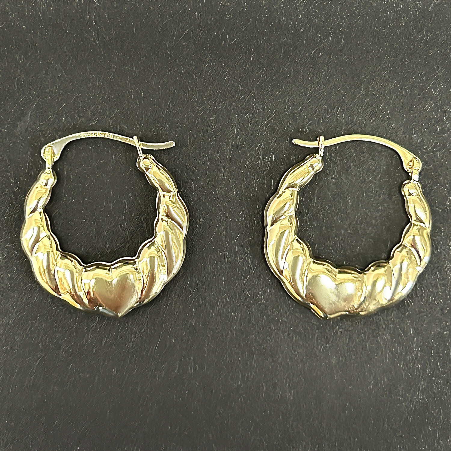 14K Real Gold Love Heart Hoop Earrings 20mm