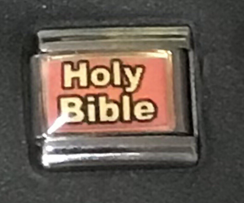 Holy Bible Italian Charm Enamel 9mm Link K37