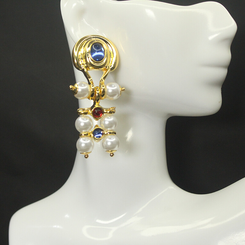Pearl Earrings Women’s Medieval Vintage Temperament Long Court Style Earrings