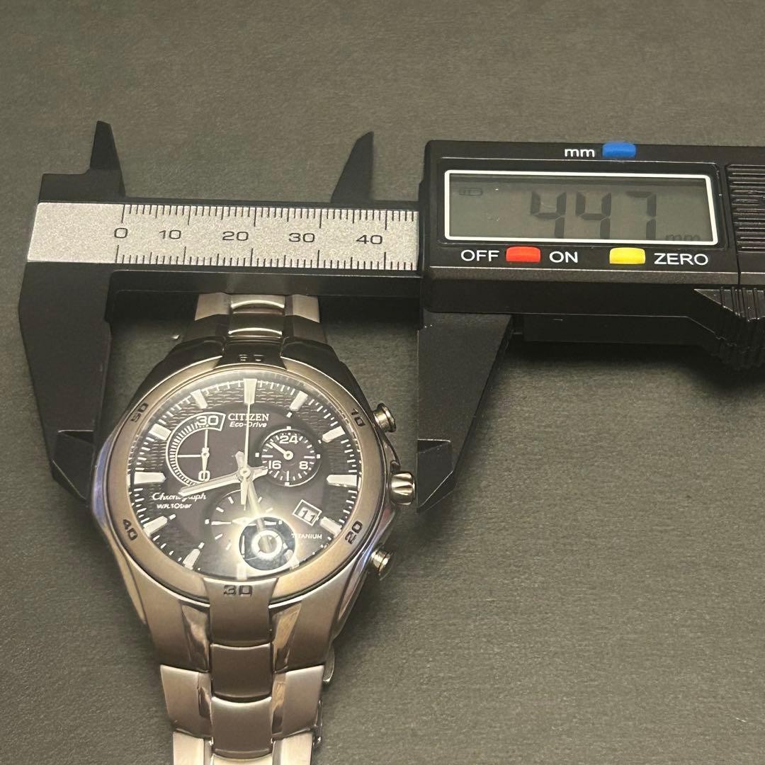 CITIZEN H570-S030757 Eco-Drive Chronograph SIlver Black Used Japan