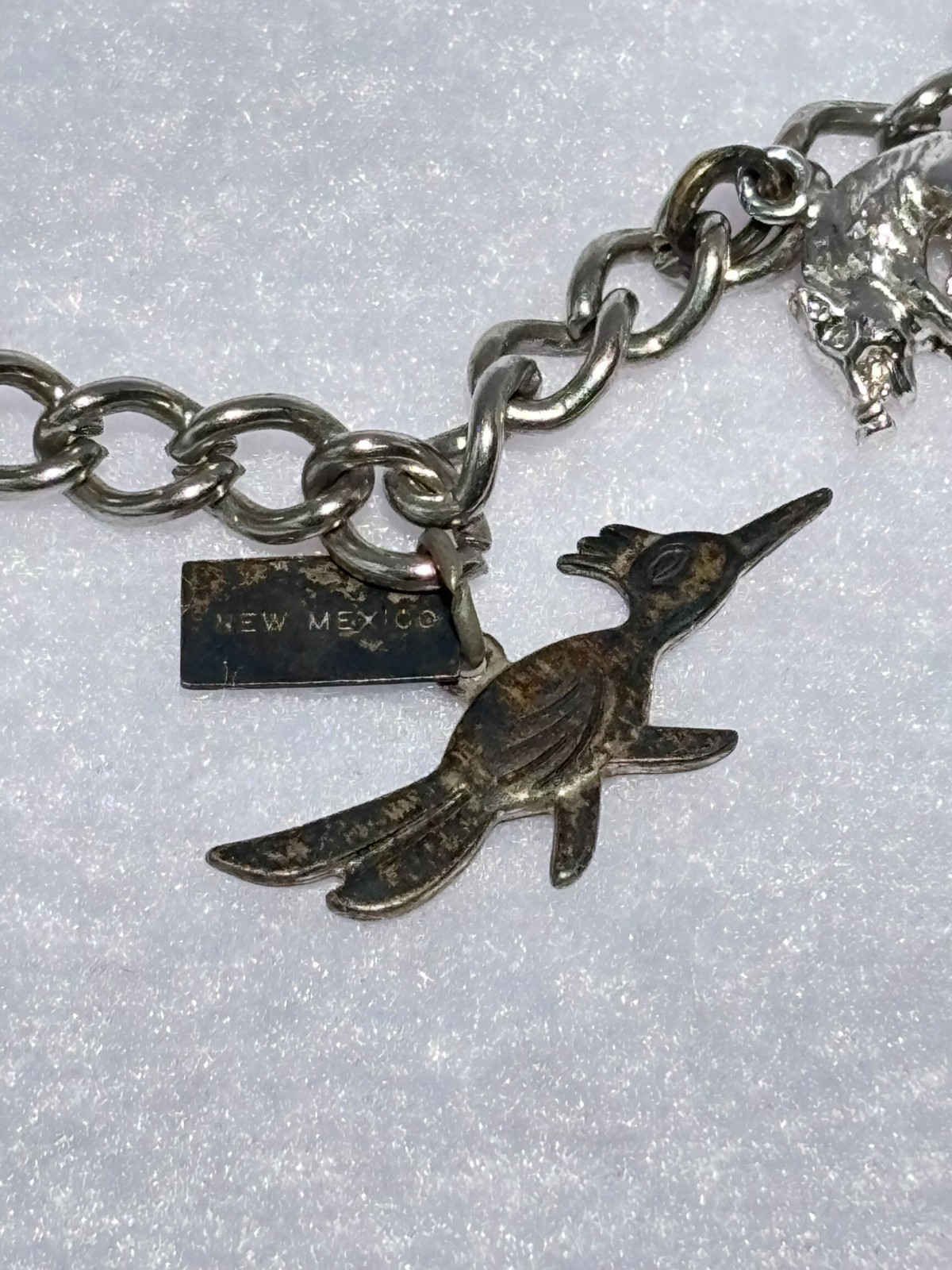 Vintage Sterling Silver Charm Bracelet Travel Themed with 10 Charms 6.5″ length