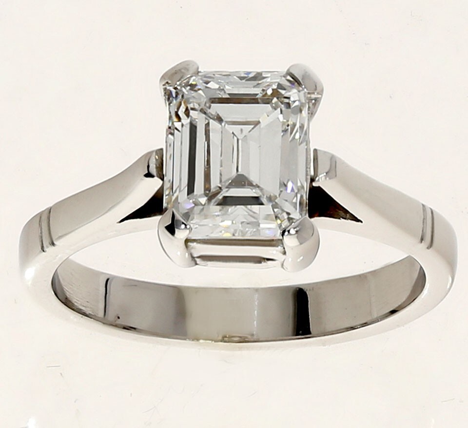 1.75CT Emerald Cut Diamond Solitaire Engagement Ring White Gold 5 1/4
