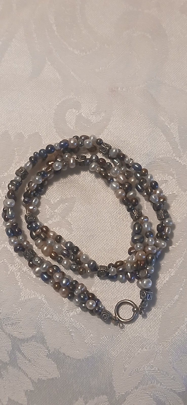 Multicolor 3 Strand Pearl Beaded Wrap Around Bracelet, 7.5″, Missing Clasp Hook