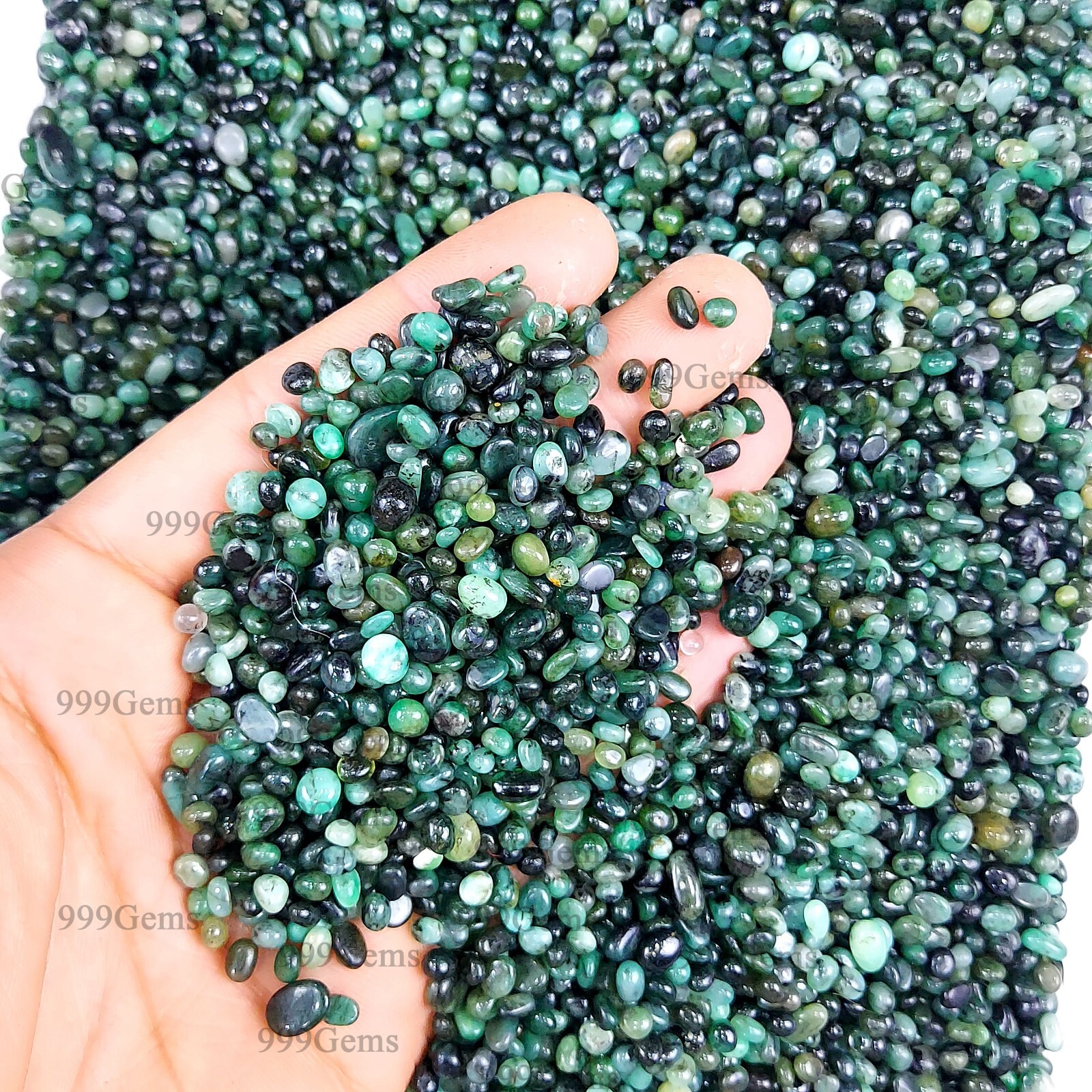 25 Cts Natural Emerald Smooth loose beads gemstone for jewlry making 3-7mm
